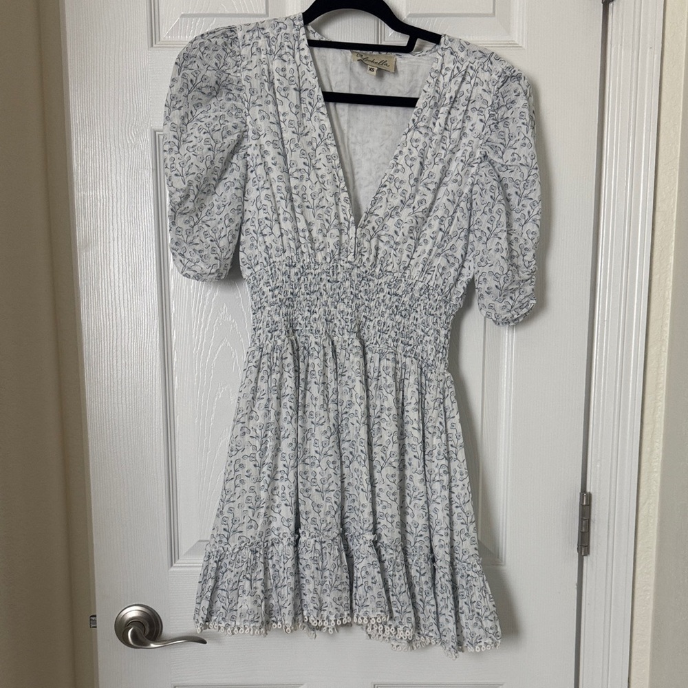 Cleobella Blue and White Floral Mini Dress